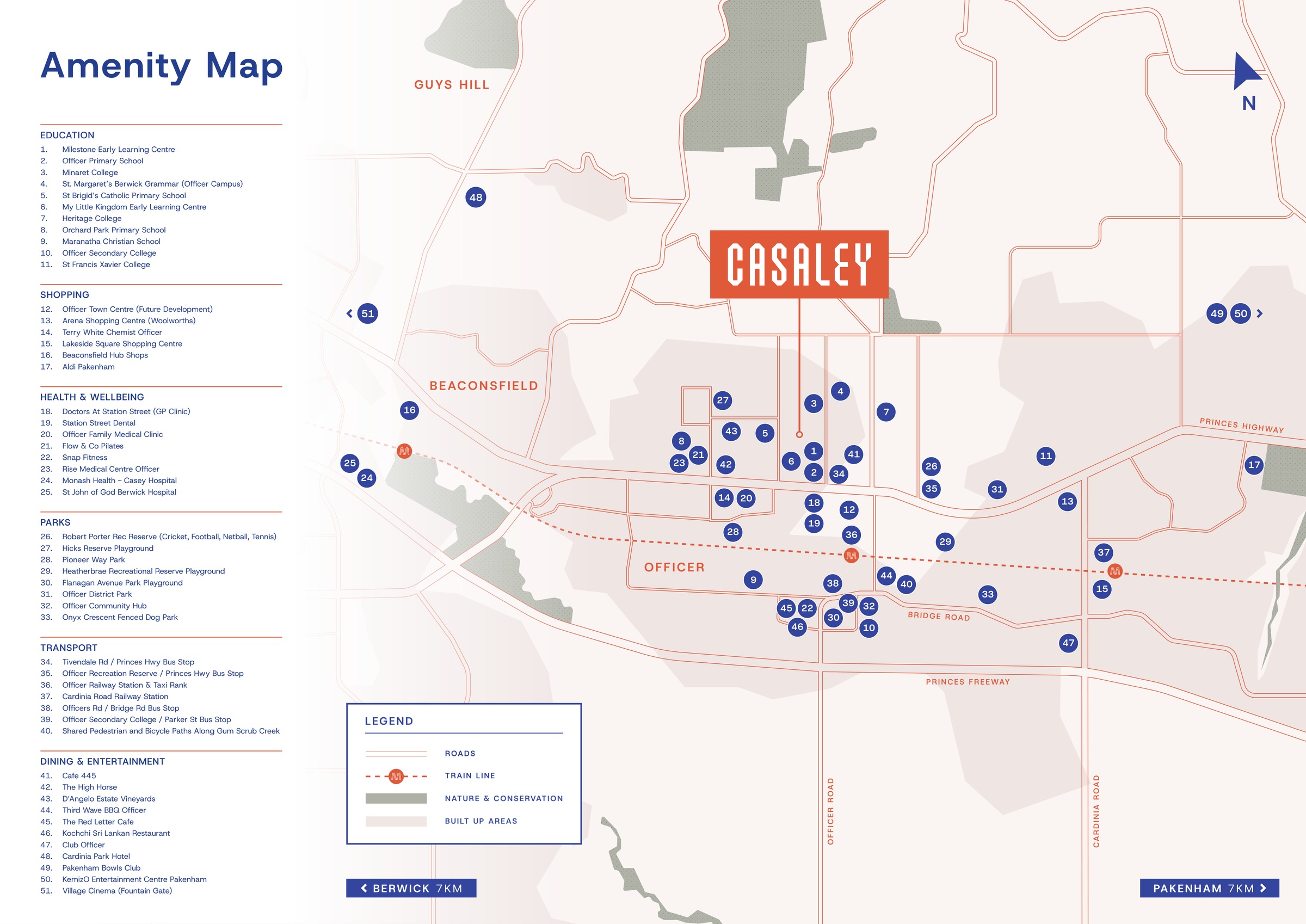 Casaley Officer amenity map